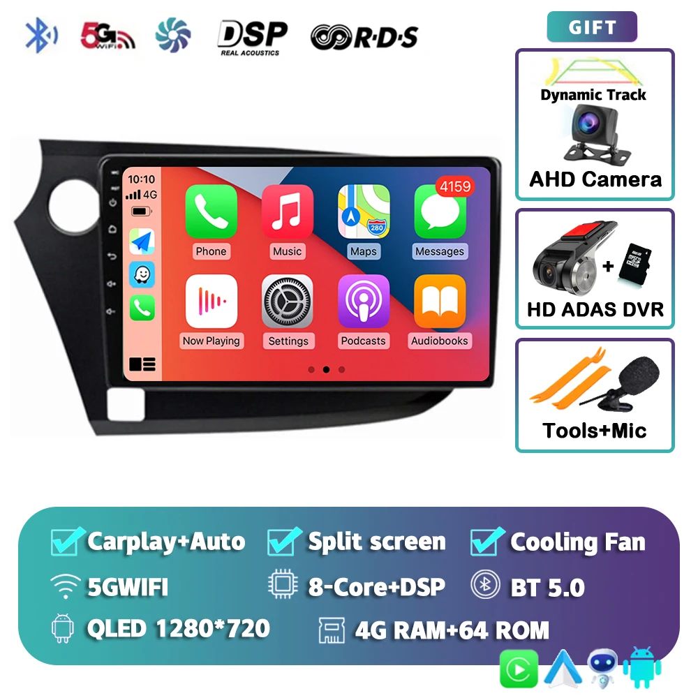 Android 15 Carplay Auto Radio Multimedia Speler Voor HONDA INSIGHT 2009-2014 Navigatie Autoradio GPS Stereo 2din Head unit