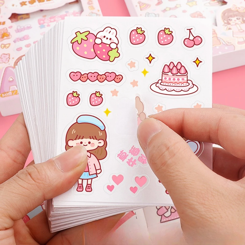 50pcs Cartoon characters Hand ledger Graffiti stickers Cute Girl Heart Decorative Stationery Notebook Stickers