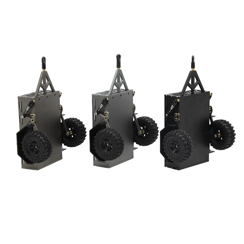 HFLRC Aluminum Utility Trailer with Springs Hitch Kit for TRX-4M SCX24 1/18 1/24 RC Crawler Scale Decoration Accessories