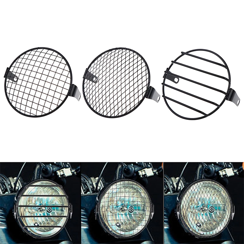 

New5.75inch Metal Motorcycle CG125 Modified Headlight GN125 Cruiser Retro Light Grille Protective Ccover