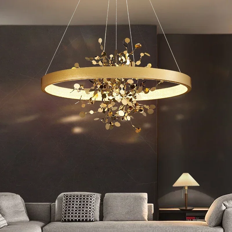 Modern Ring Led Pendant Lights Living Room Center Table Restaurant Chandelier for Bedroom Golden Home Decoration Light Fixture