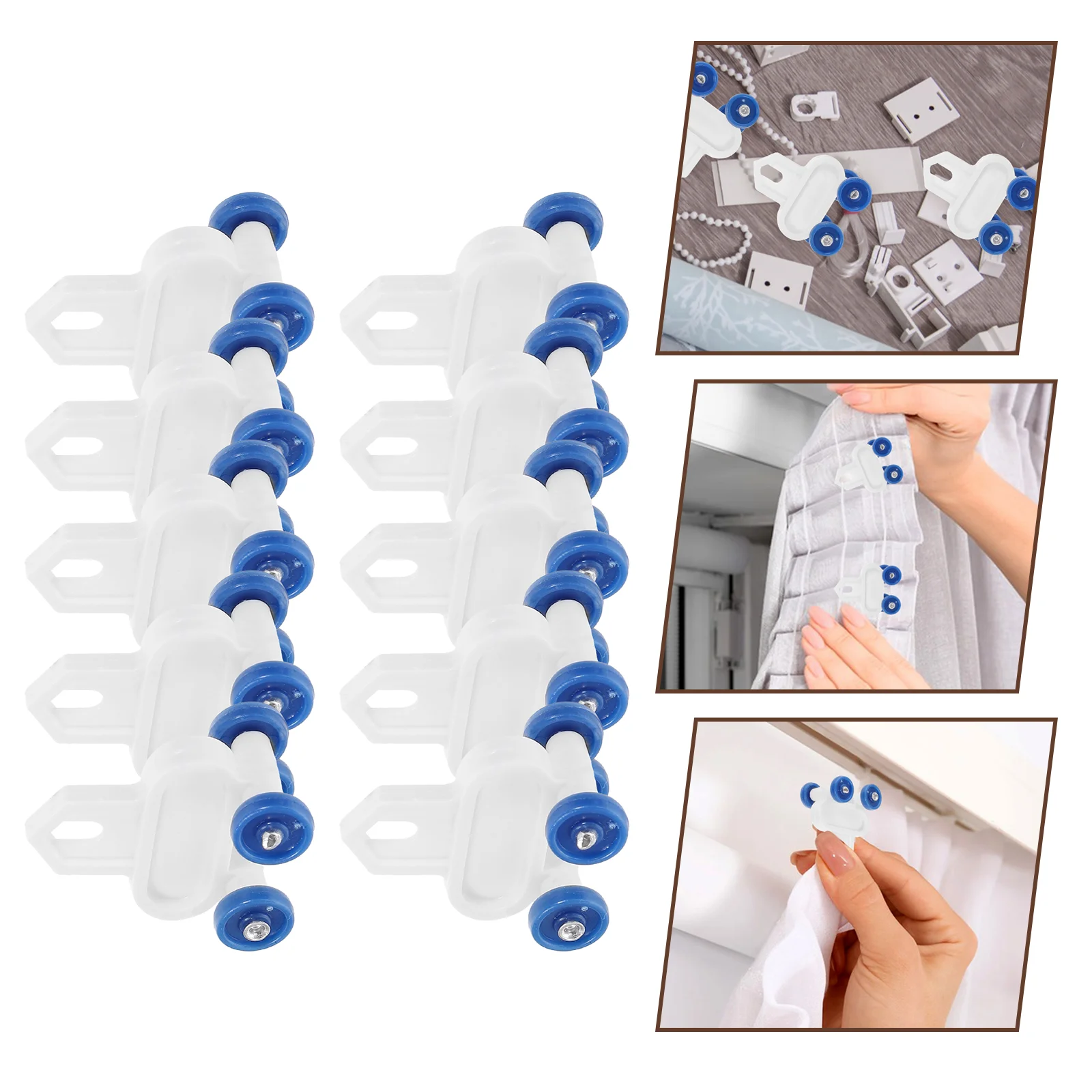 20 Pcs Flexible Curtain Track Rollers Pulley Runner Slide Rail Drapery Plastic Hook