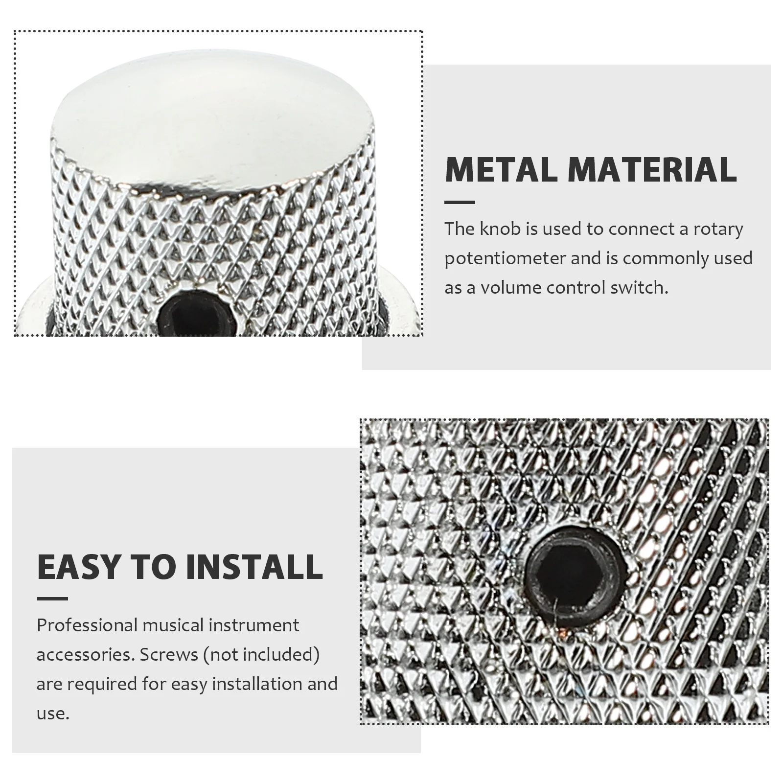 

2Pcs Electric Bass Rotary Knob Potentiometer Control Knob for Guitar Volume Tone Adjustment Sturdy Impact Resistant Instrument