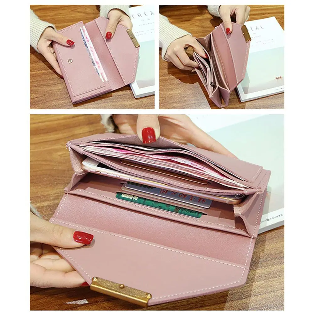 Fashion PU Leather Clutch Money Bag Long Wallets Hasp Wallet Purse