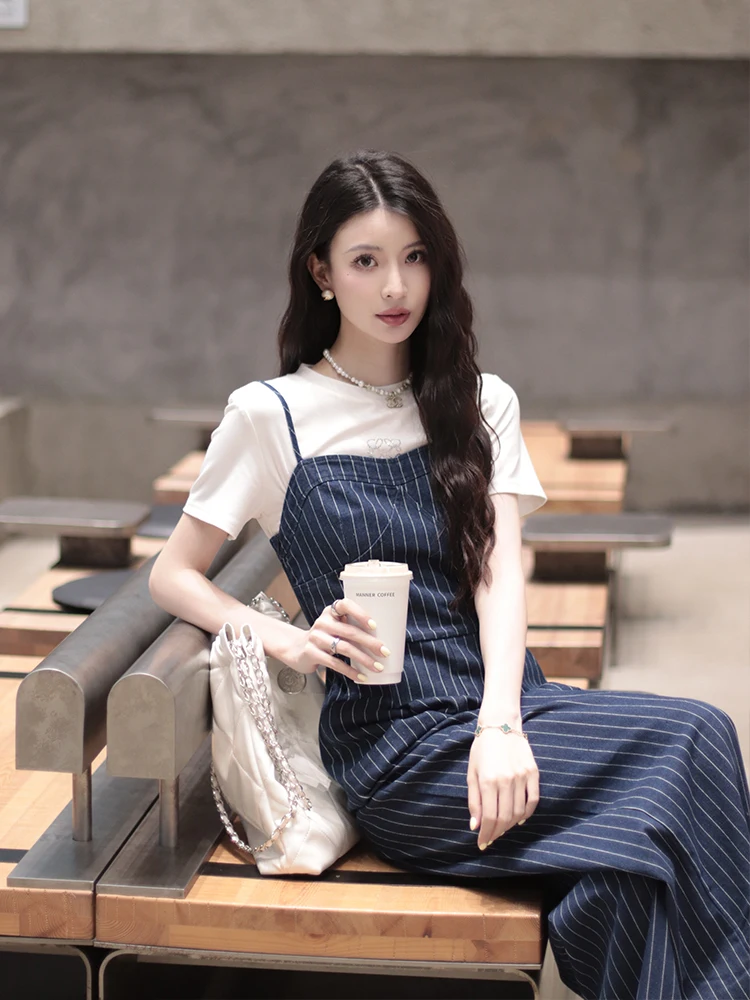 

KUN Salt Series Casual Overalls Women's Loose Thin Wide Leg Pants High Waist Polyester Spring Early Heavy Du Denim