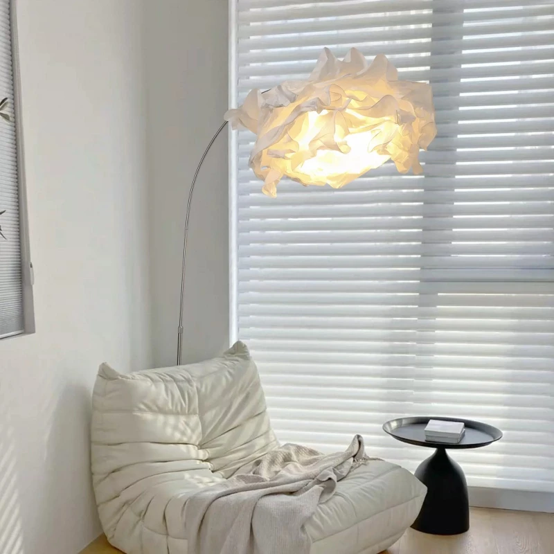 Atmosphere Floor lamp Cream wind Living room atmosphere Paper art Internet celebrity clouds Bedroom fishing mood Vertical lamp