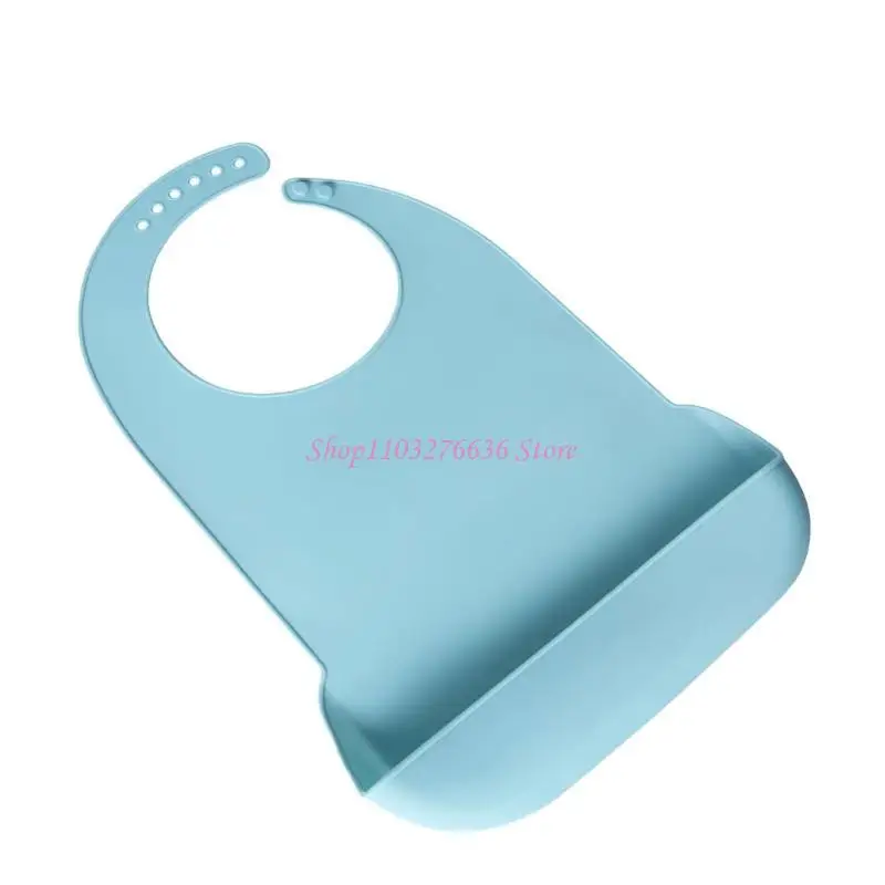 R6FD Large Size Adult Silicone Bib Elderly Eating Bib Waterproof Burping Cloth