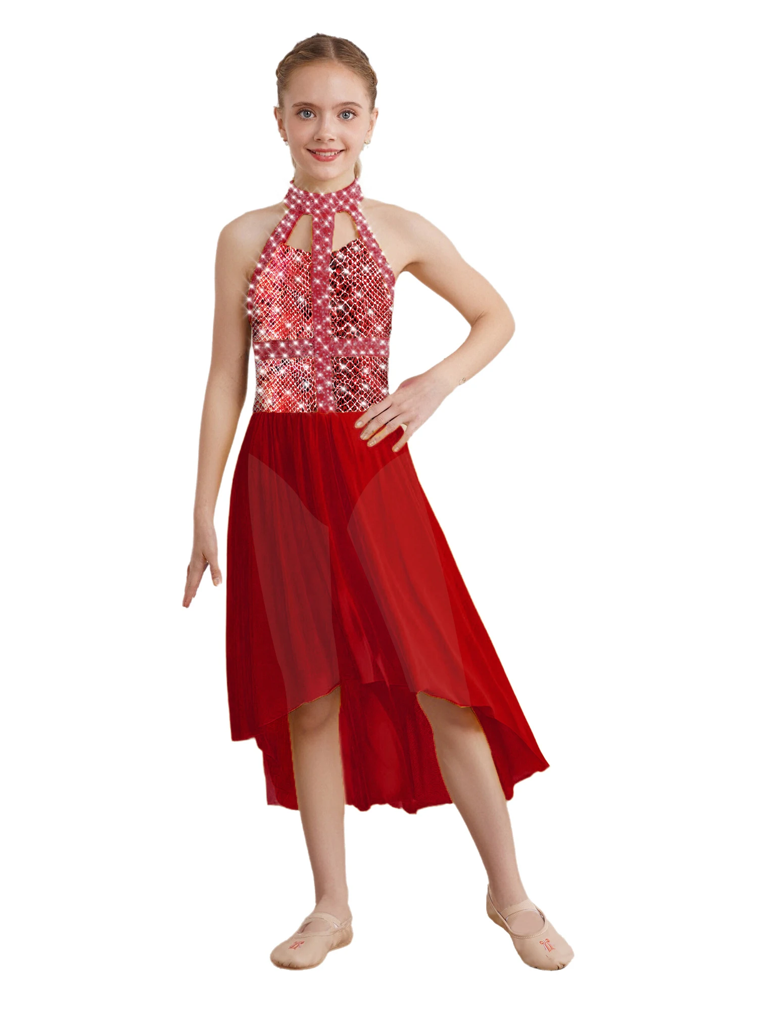 Children Halter Lyrical Dance Dress for GirlsSleeveless Figure Skating  Dress Modern Contemporary Costume Ballet Leotard Dress - AliExpress 1501