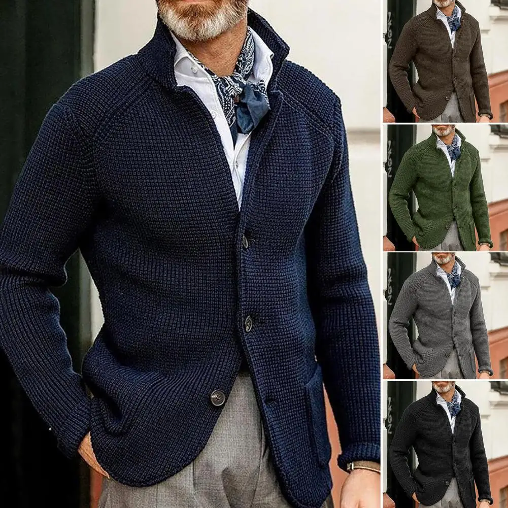 Mens Coat Cardigan Coats Formal Jacket Knitted Knitwear Loose Loungewear Party Single-Breasted Sweater Thick Blazer