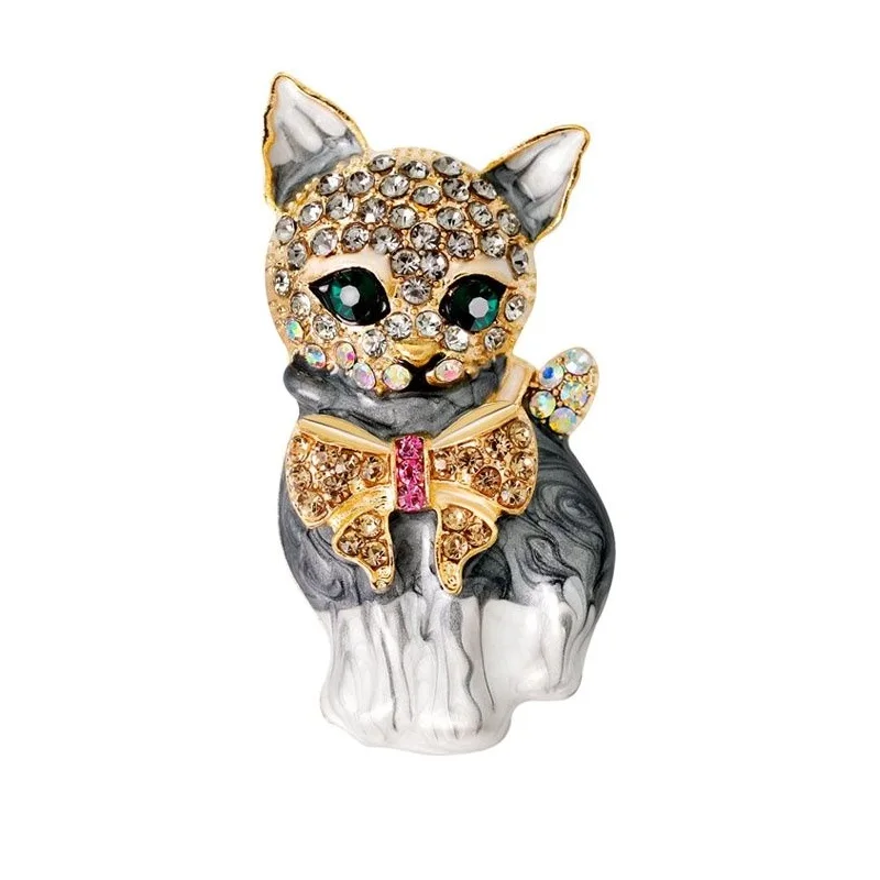 CINDY XIANG Enamel Cat Brooches for Women Fashion Rhinestone Elegant Kitty Animal Pin High Quality New 2018 Gift
