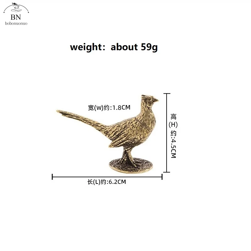 Brass Pheasant Miniatures Figurines Vintage Handmade Copper Animal Ornaments Home Decor Living Room Desktop Decorations Crafts