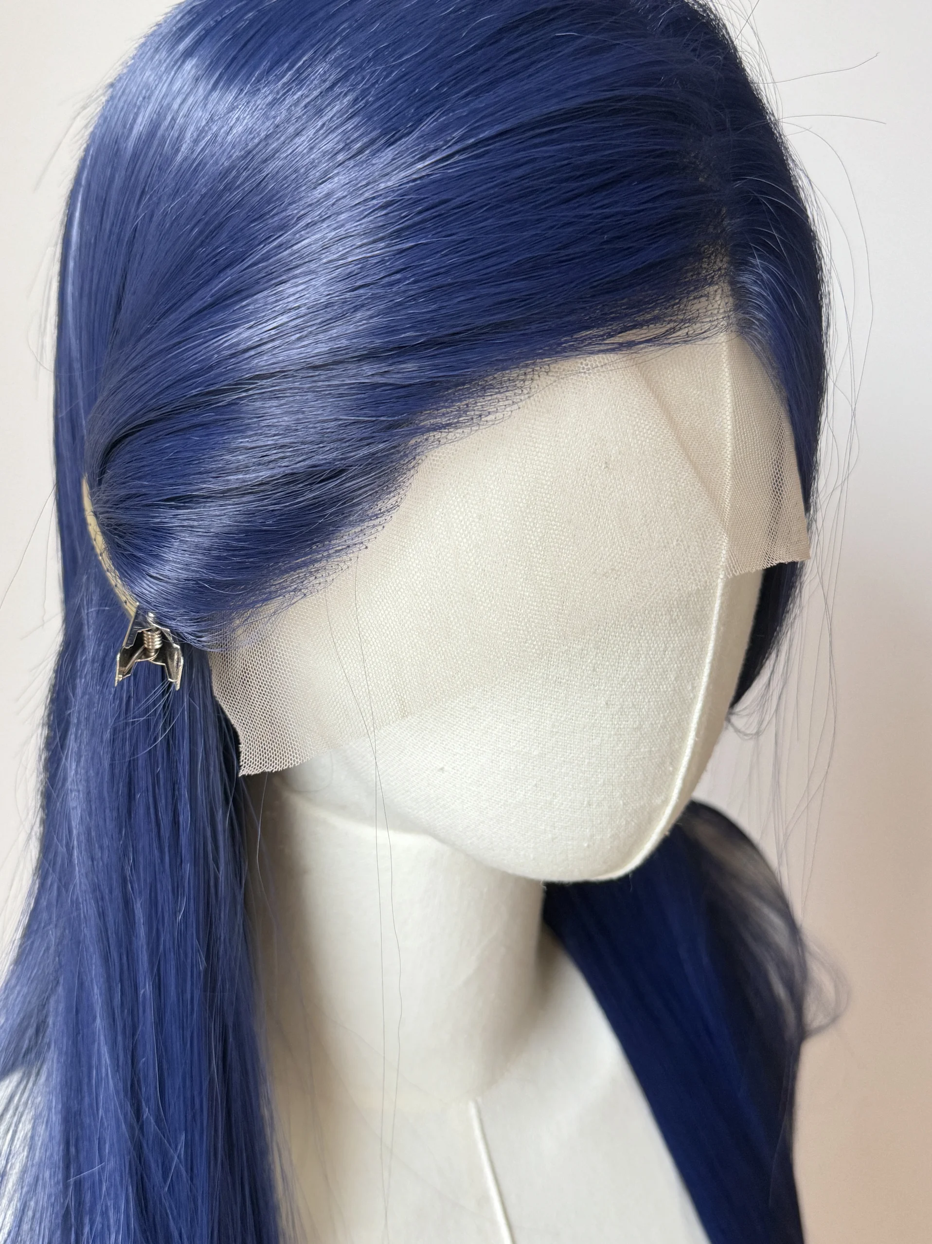 BeiBei perruque bleu foncé 13*4 HD perruque avant en dentelle pour femmes fibre de chaleur Nature 26 pouces longue perruque droite perruques de dentelle synthétique pour Cosplay