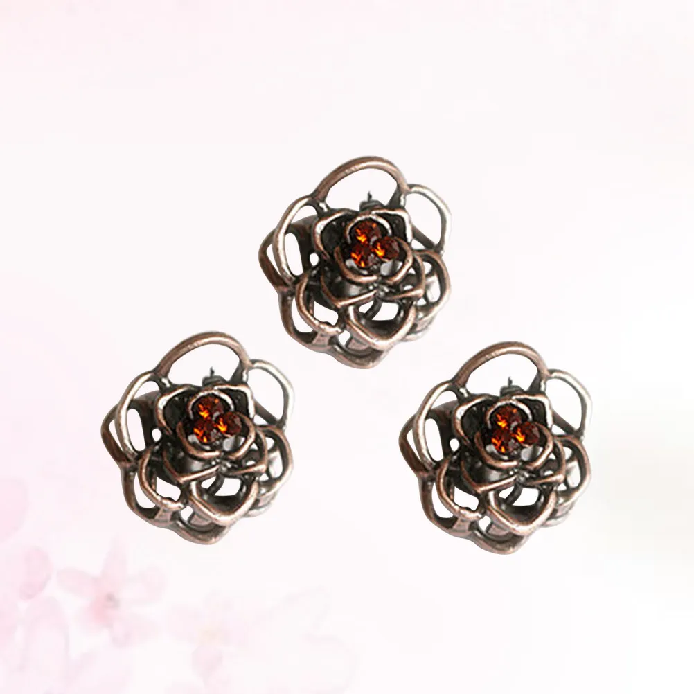 3Pcs Vintage Rose Claw Clips Premium Alloy Hair Clamps Tight Hold Lightweight Sturdy for Women Girls All Ages Daily Wear