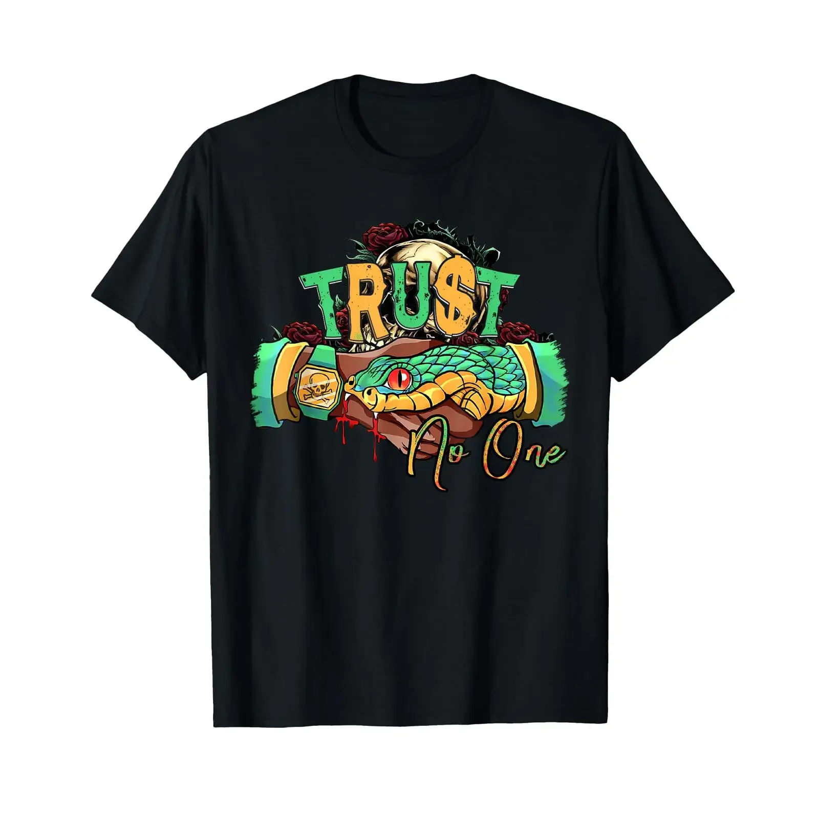 Vertraue niemandem Snake T-Shirt Vintage gewaschen leicht dehnbar Herrenmode bequeme Designerkleidung stilvoll weich lässig