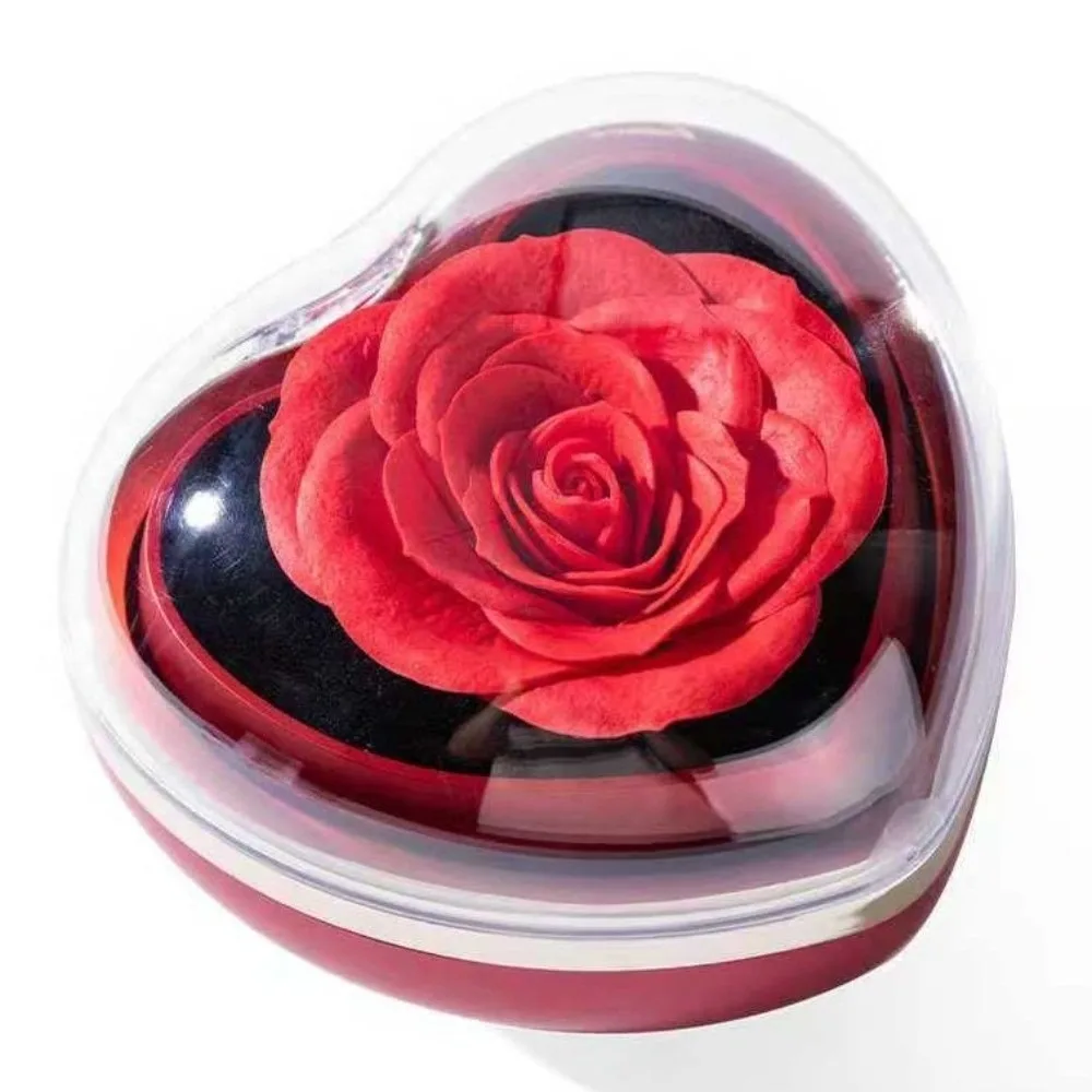 

Romantic Preserved Flower Flip Ring Box Heart Shape Storage Box Valentine Gift Boxes Ring Display Jewelry