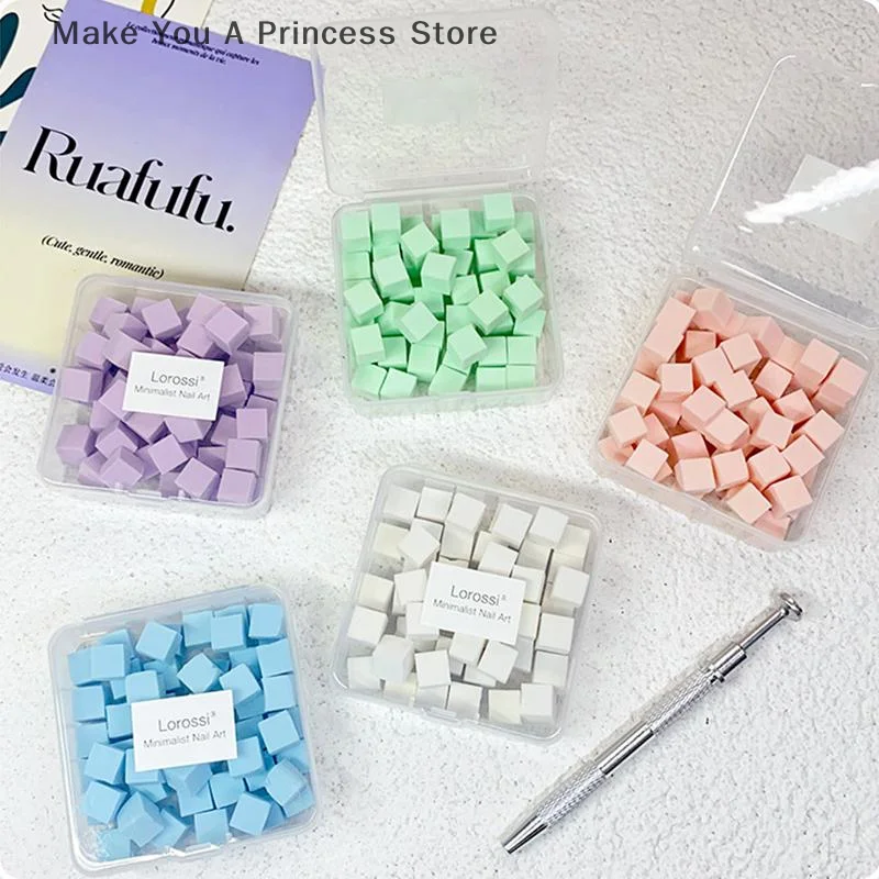 Mini éponge carrée pour ongles, 50 pièces, bouffante de poudre, outils de vernis Gel, maquillage, cosmétique, bloc tampon pour accessoires de manucure