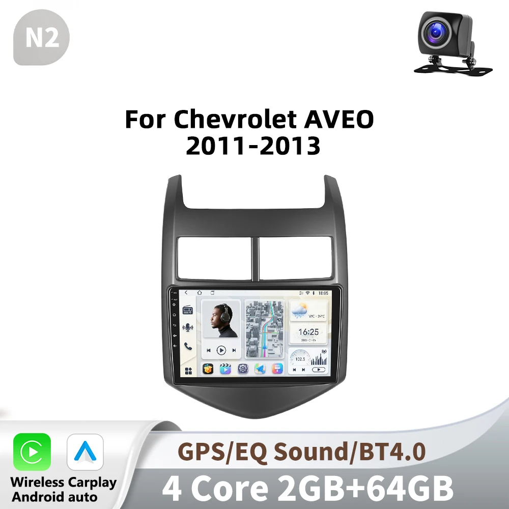 Podofo autoradio voor Chevrolet AVEO 2011-2013 Carplay multimediaspeler GPS autoradio AI spraakbesturing 2 Din Android Auto BT