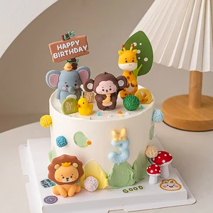 Safari Nelva Animal Tiere Kuchendekoration, Löwe, Elefant, Geld, Giraffe, Pilz, alles Gute zum Geburtstag Toper Kuchen, Boy Birthday Party Supplies 10 Hauptverkaufskönig King Leao - №8