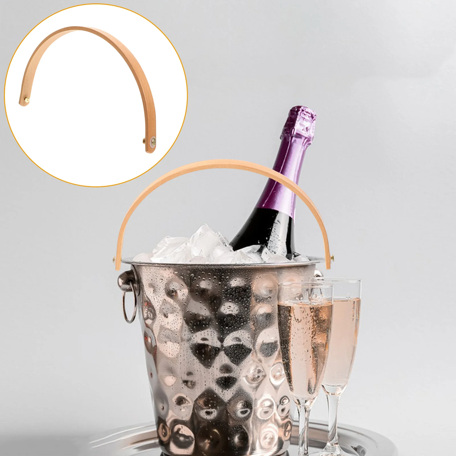 Wooden Ice Bucket Handle Holder Scoop Freezer Brining Wear-resistant Household Pail Grip Solid