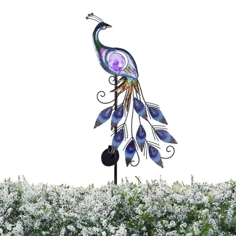 

Solar Peafowl Metal Landscape Path Peafowl Solar Lights LED Solar Lamp Waterproof Metal Peafowl Yard Art Enhances Pathway Patio