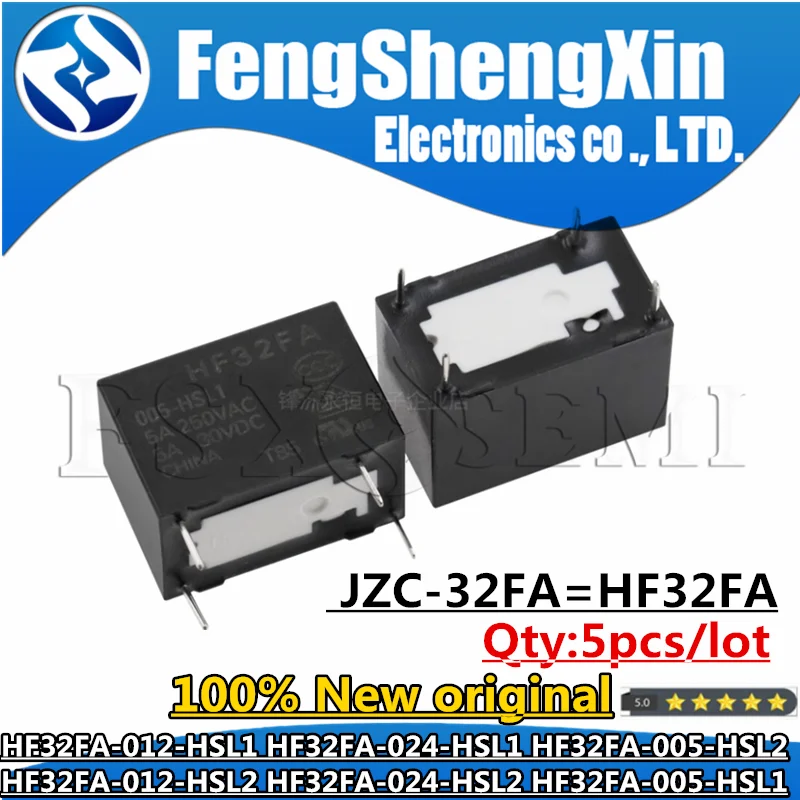 5pcs  JZC-32FA HF32FA-005-HSL1 HF32FA-012-HSL1 HF32FA-024-HSL1 HF32FA-005-HSL2 HF32FA-012-HSL2 HF32FA-024-HSL2  Relay