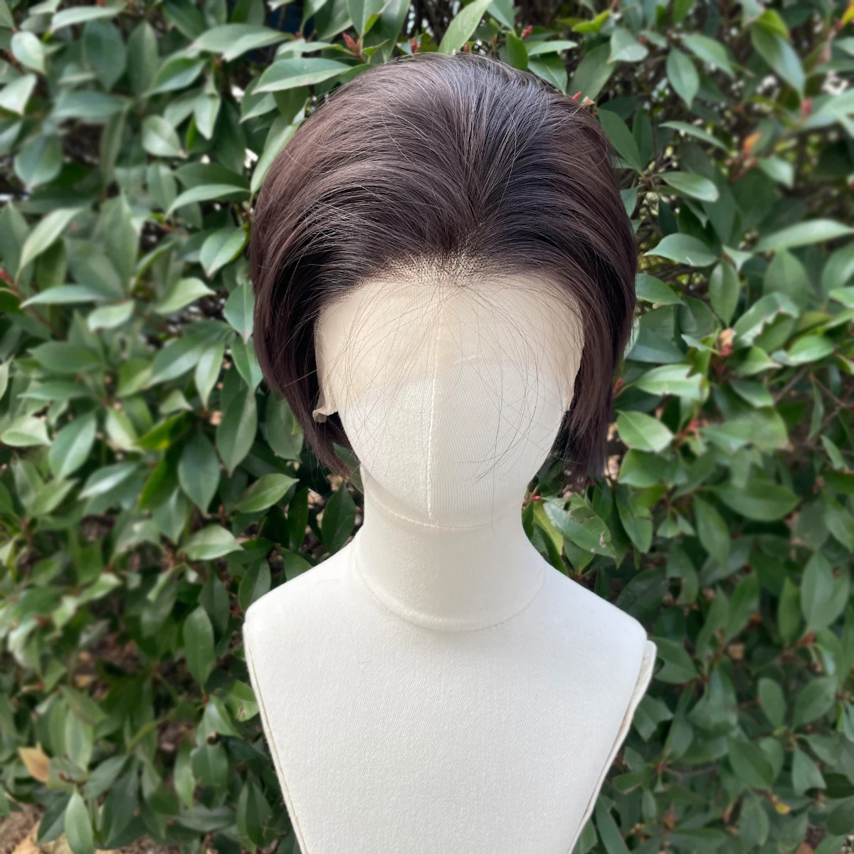 Dark Brown Short Bob Cut Synthetic Lace Front Wigs for Men Cosplay Wigs for Older Women Hairline Glueless 13x4 Lace Front Wigs