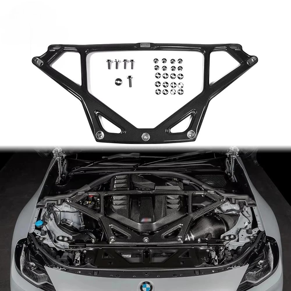 Dry Carbon Fiber EVE Style Engine Strut Brace Top Bar Support Rods Bracket for BMW G80 G81 M3 G82 G83 M4 G87 M2 Executive Line