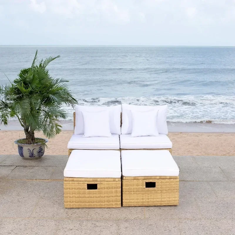 

Натуральный/белый чехол-подушка Outdoor Collection Pramla с пуфиком для хранения вещей (набор из 2 шт.) PAT7515D, дом.