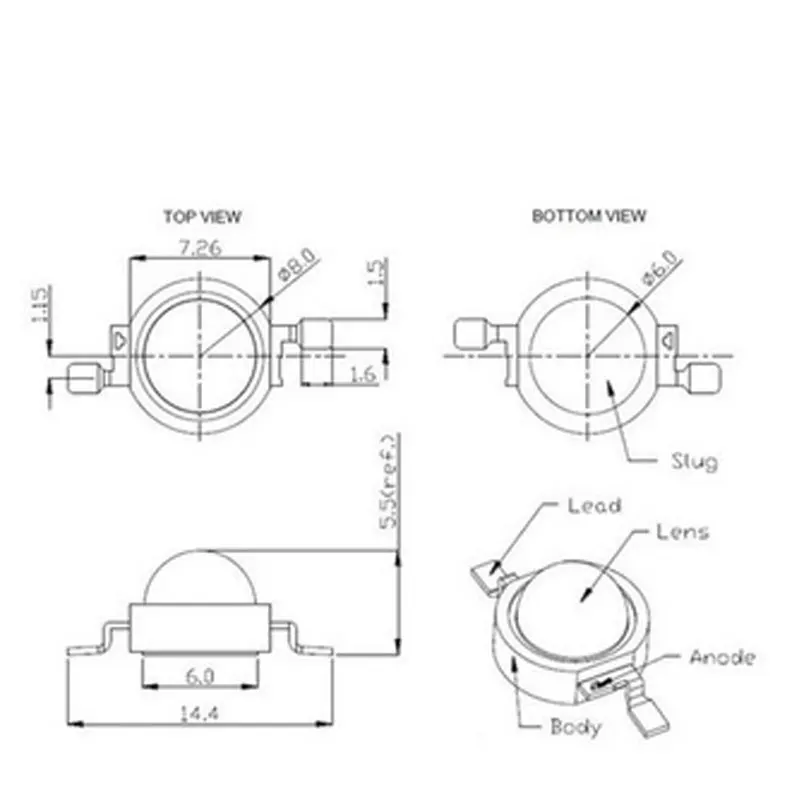 10 Stuks 3W High Power Led Light-Emitting Diode Leds Chip Smd Warm Wit Rood Groen Blauw Geel Voor Spotlight Downlight Lamp
