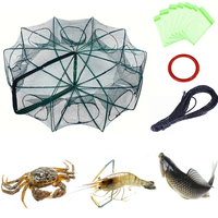 Green Portable Fishing Net Cage, Collapsible Fish Guard with Secure Locking Mechanism, Durable Nylon Mesh