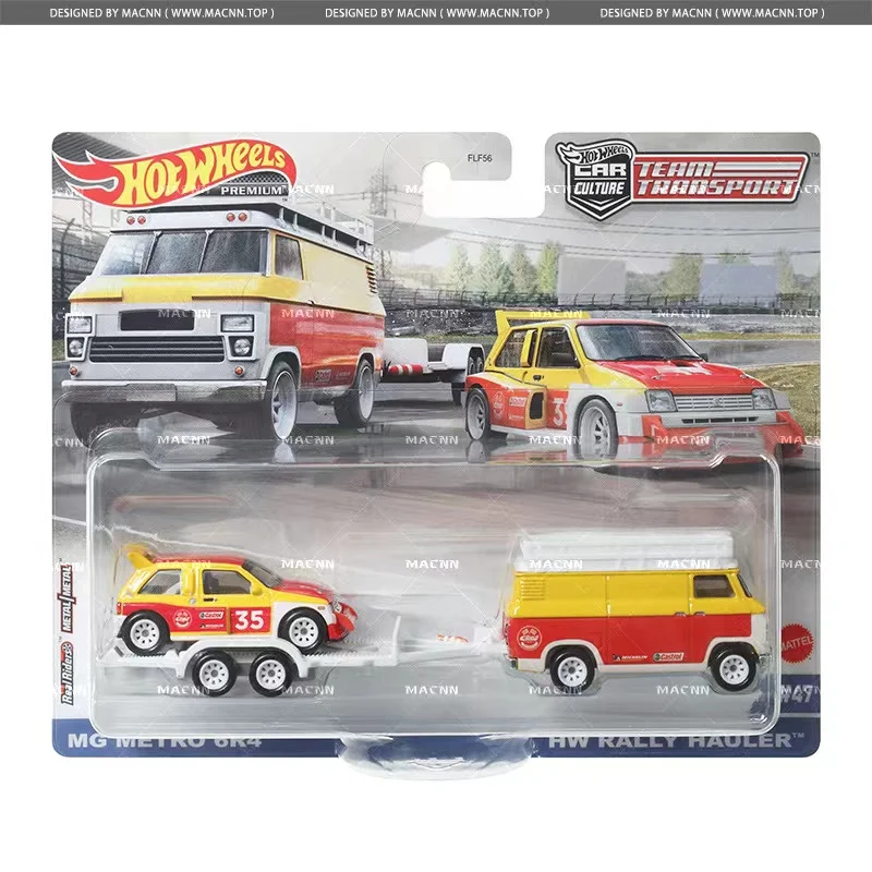 Original Hot Wheels Premium Car Culture Team Transport Vehicle 1/64 Diecast MG Metro 6R4 HW Rally Hauler Boys Toys for Children