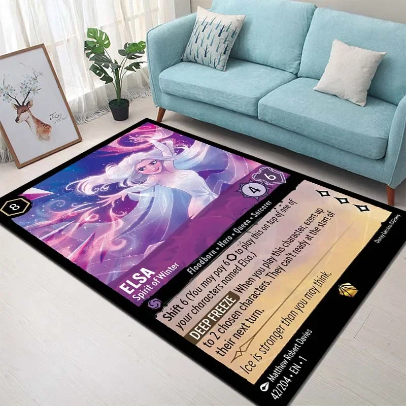 Disney Game Card Print Lorcana Tcg Carpet Rug for Home Living Room Bedroom Sofa Doormat Decor Non-slip Floor Mat Child Area Rug