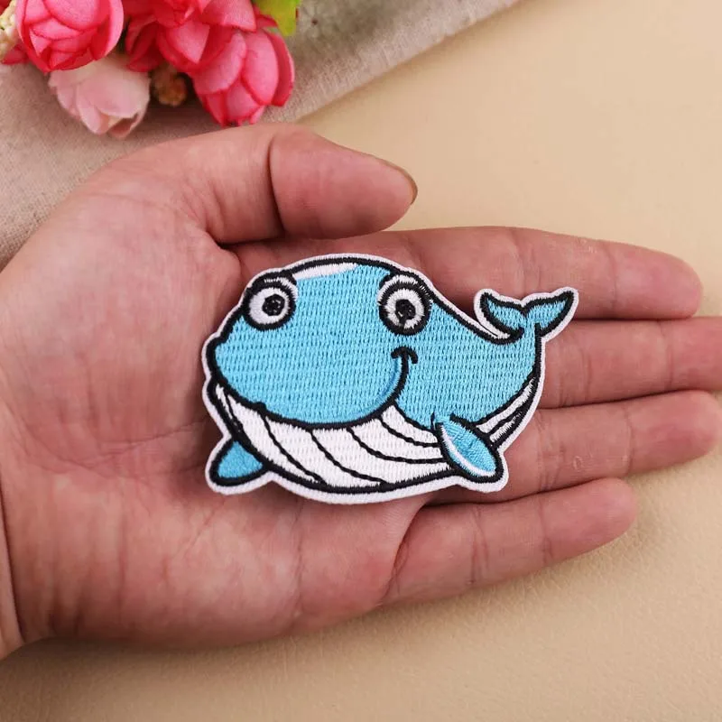 14 Teile/los Meerestiere Patches Für Kleidung Kinder Eisen Auf Gestickte Groß Anime Stoffe Nähen Jacken Nette Pack Diy Parche – Detail 4