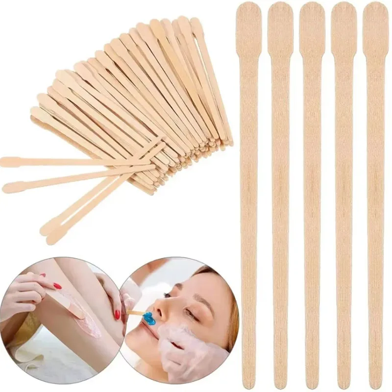 100/200/300/400/500Pcs Disposable Wooden Waxing Stick Wax Bean Wiping Wax Tool Disposable Hair Removal Beauty Body Beauty Tool