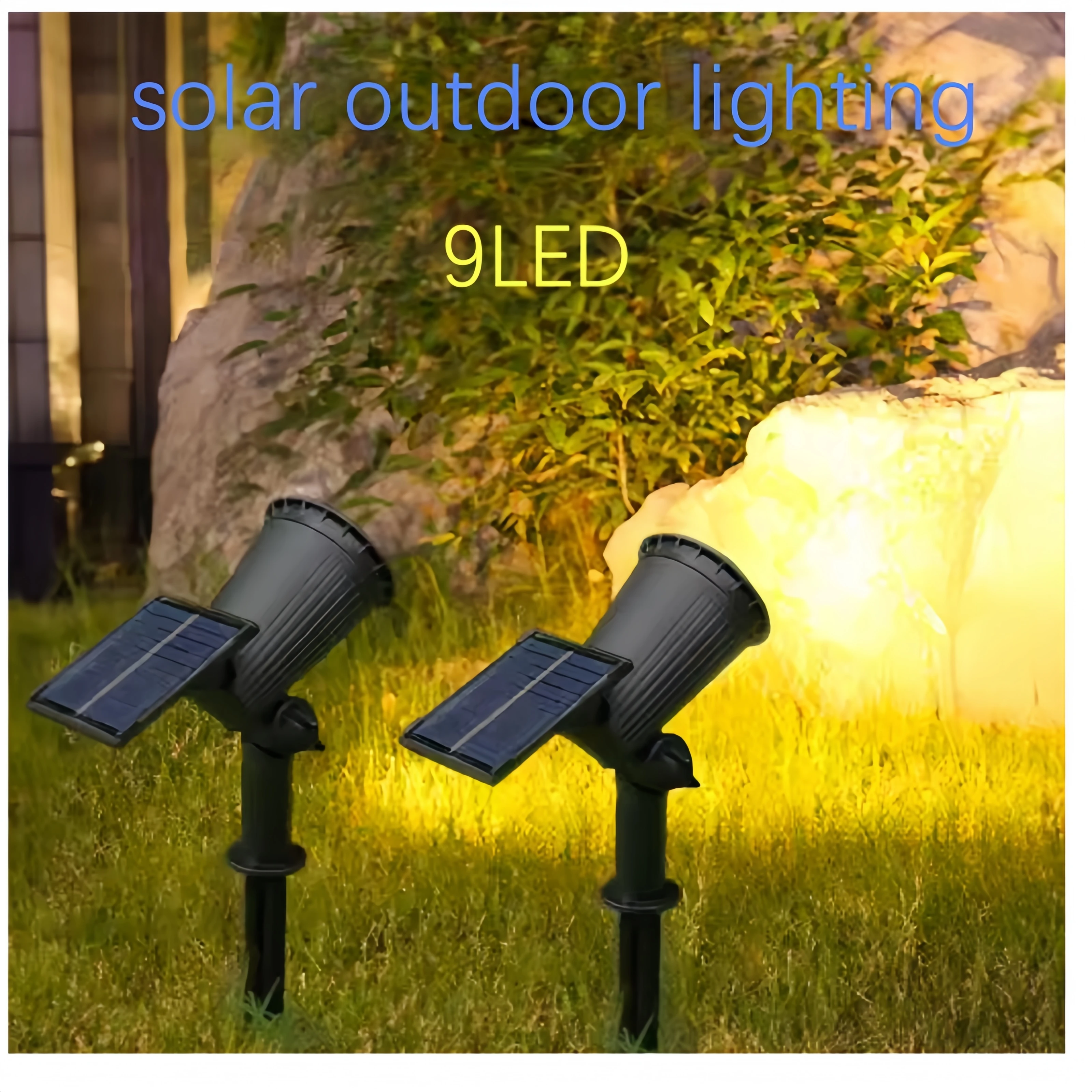 9LED الأضواء الشمسية في الهواء الطلق IP65 سطوع مقاوم للماء قابل للتعديل بقعة ضوء حديقة الفناء الخلفي درب فناء مصباح ديكور #1