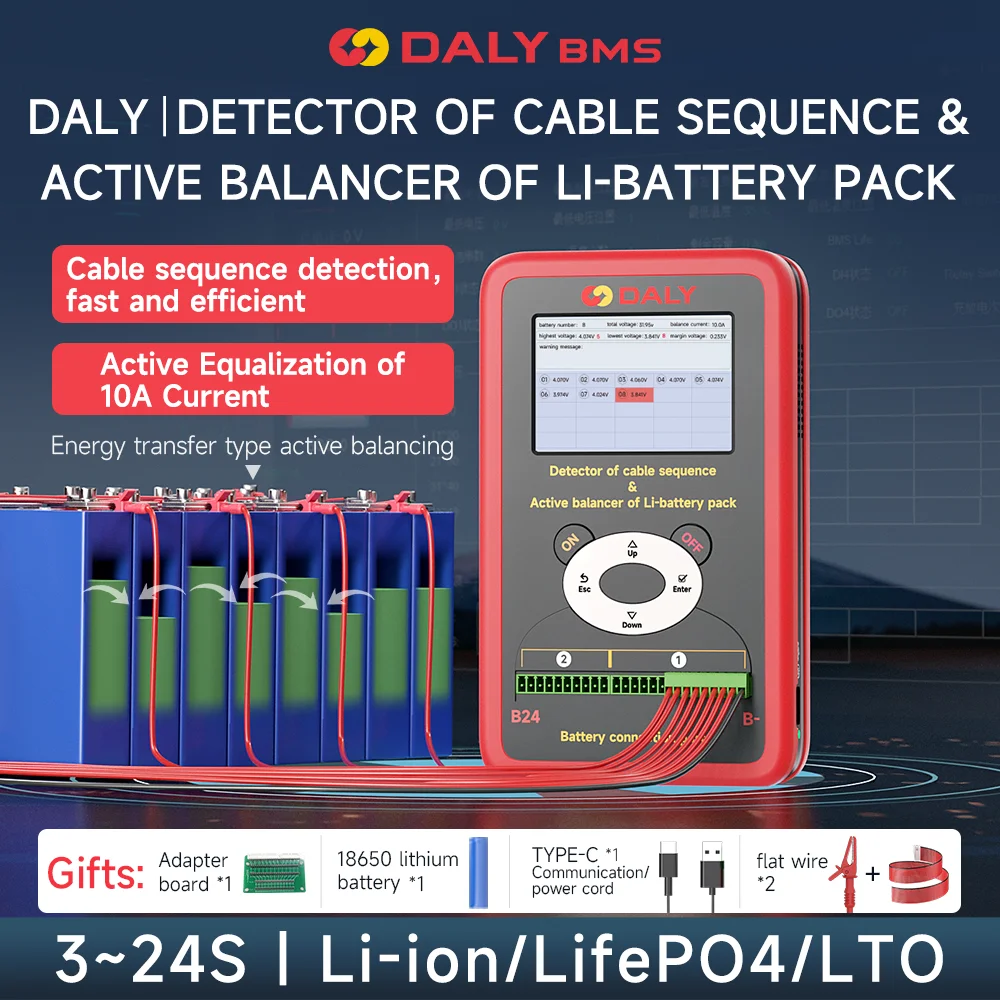 DALY SMART BMS Li-lion/LifePo4 3~24s Equalizer and Detector of Cable Sequence