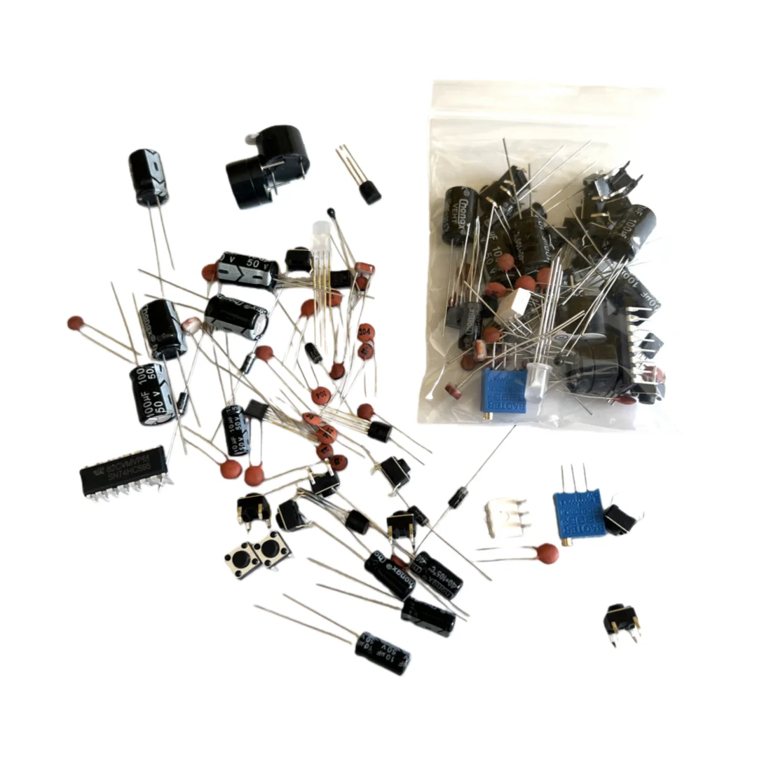 Grundlegendes Elektronik-Starter-Set mit LEDs, Summer, Kondensatoren, Widerständen und mehr – Detail 3