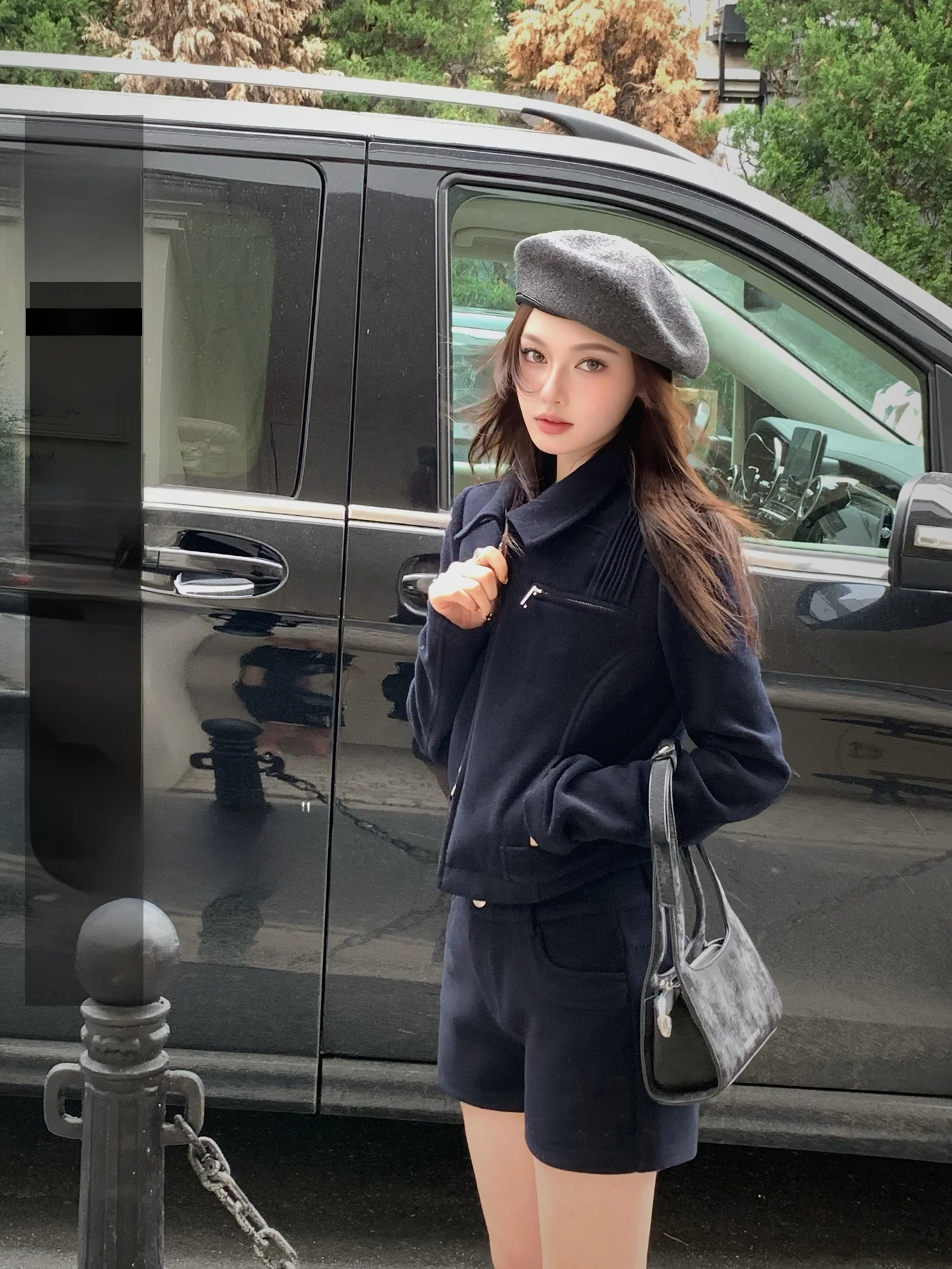 

Винтажный повседневный вязаный жакет KAS, комплект с широкими брюками и эластичными шортами, женский модный осенний наряд