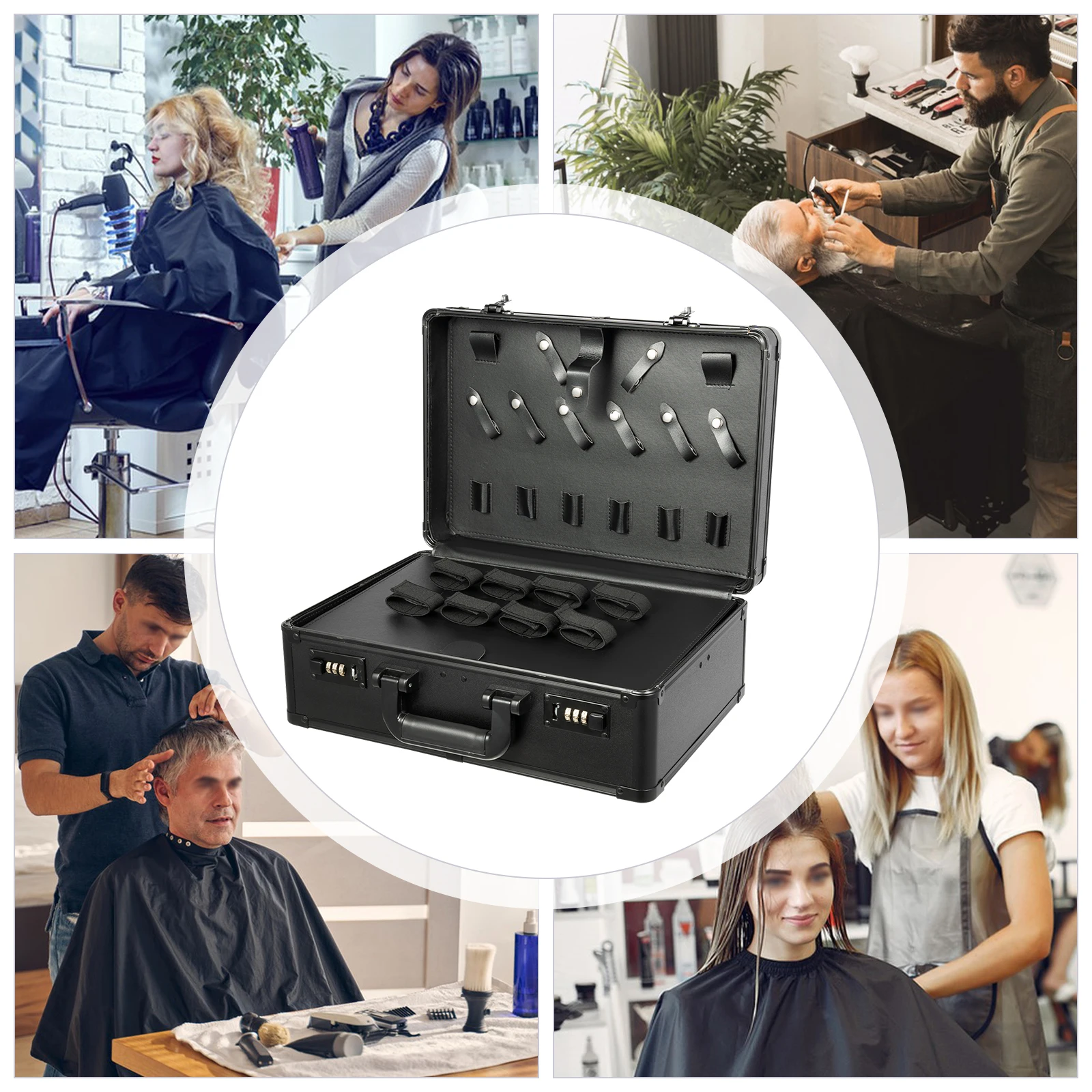 

Professional Hairdressing Toolbox Aluminum Alloy Fireproof Board Portable Storage Case for Salon