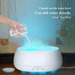 Umidificatore toroidale 500ml telecomando diffusore di aromi olio essenziale umidificatore d'aria domestico 7 luci a LED colorate nebulizzatore