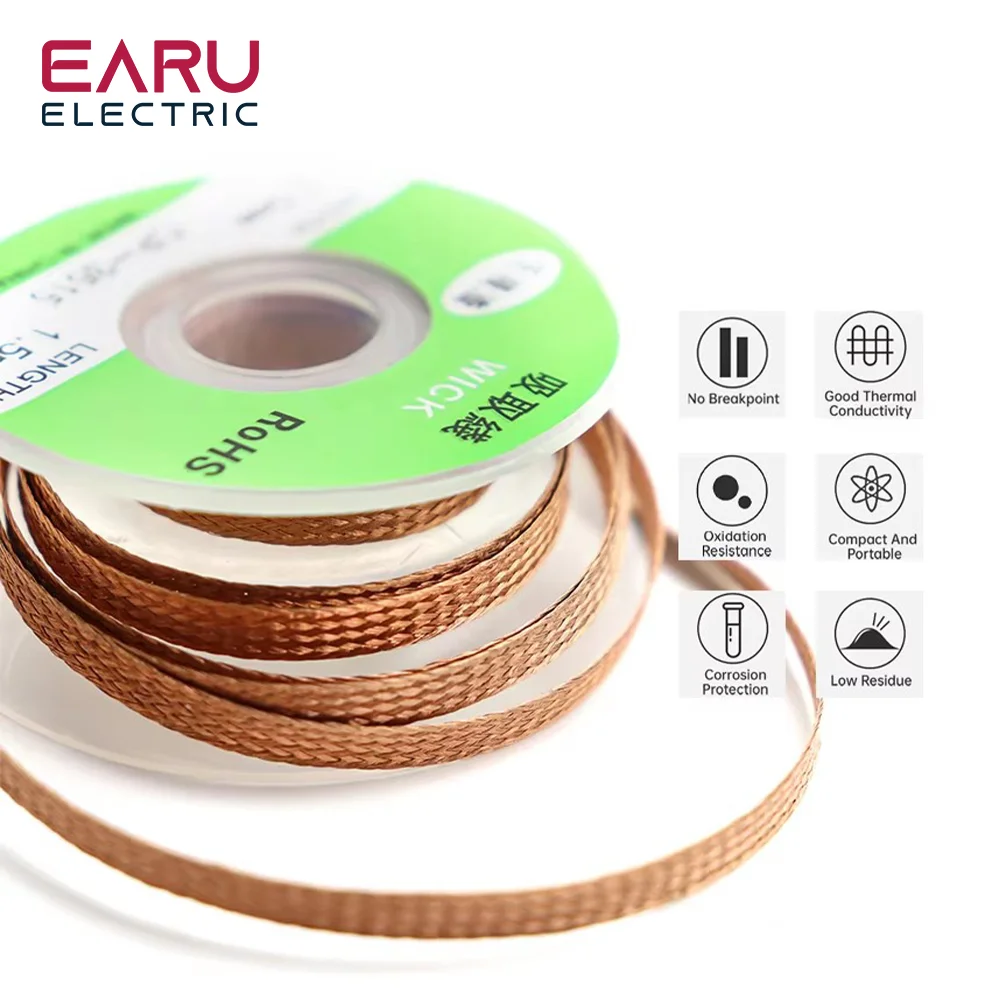 1.5mm 2mm 2.5mm 3mm 3.5mm Width 1.5M Length Desoldering Braid Welding Solder Remover Wick Wire Lead Cord Flux BGA Repair Tool