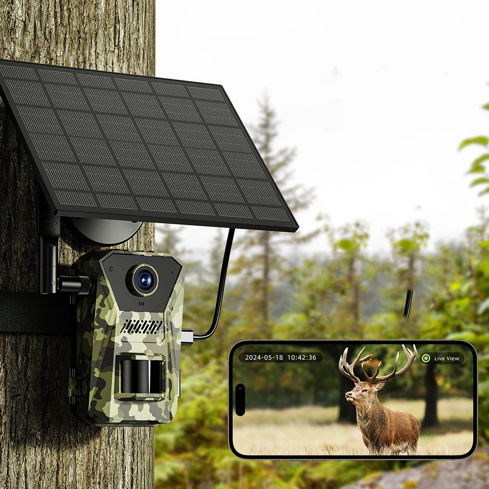 4G Solar Infrared Outdoor Trail Camera Waterproof Game Wildlife Cam Night Visions Camera Device for Wildlife Monitoring