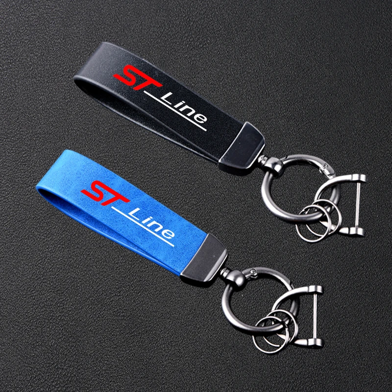 High-Grade Car Leather Keychain Metal Keyring for Ford ST-line Focus 2 3 Mondeo Ecosport Kuga Mk4 Fiesta Mk3 Accessories