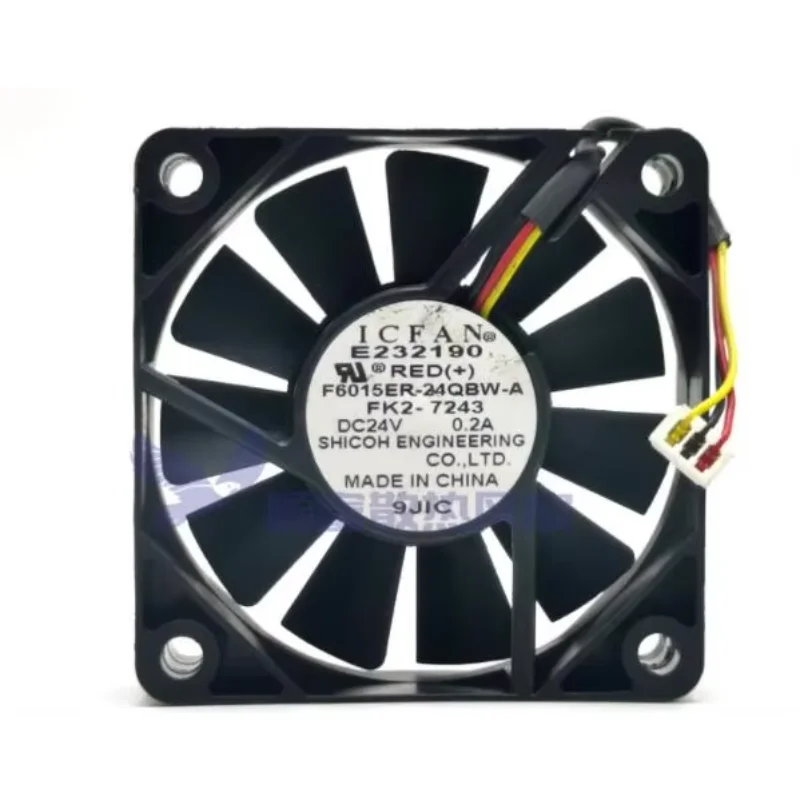 ICFAN F6015ER-24QBW-A DC 24V 0.2A 60x60x15mm 3-Wire Server Cooling Fan