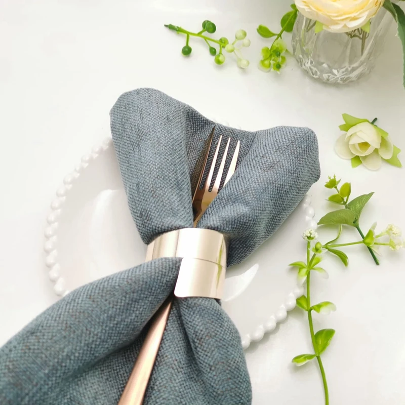 12Pcs Rose Gold Metal Table Decor Napkin Ring Holder Spring For Wedding Setting Valentine's Day