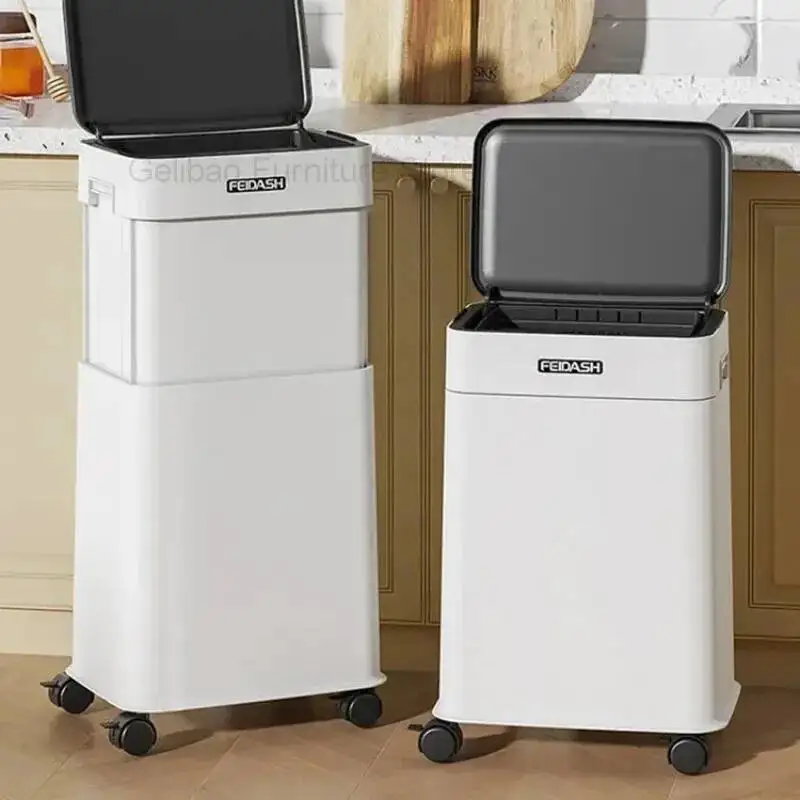 

Automatic Sensor Waste Bins Large Capacity Smart Wheel Trash Can Transfer Home Trash Bin Kitchen Supply Wastebasket Kitchen
