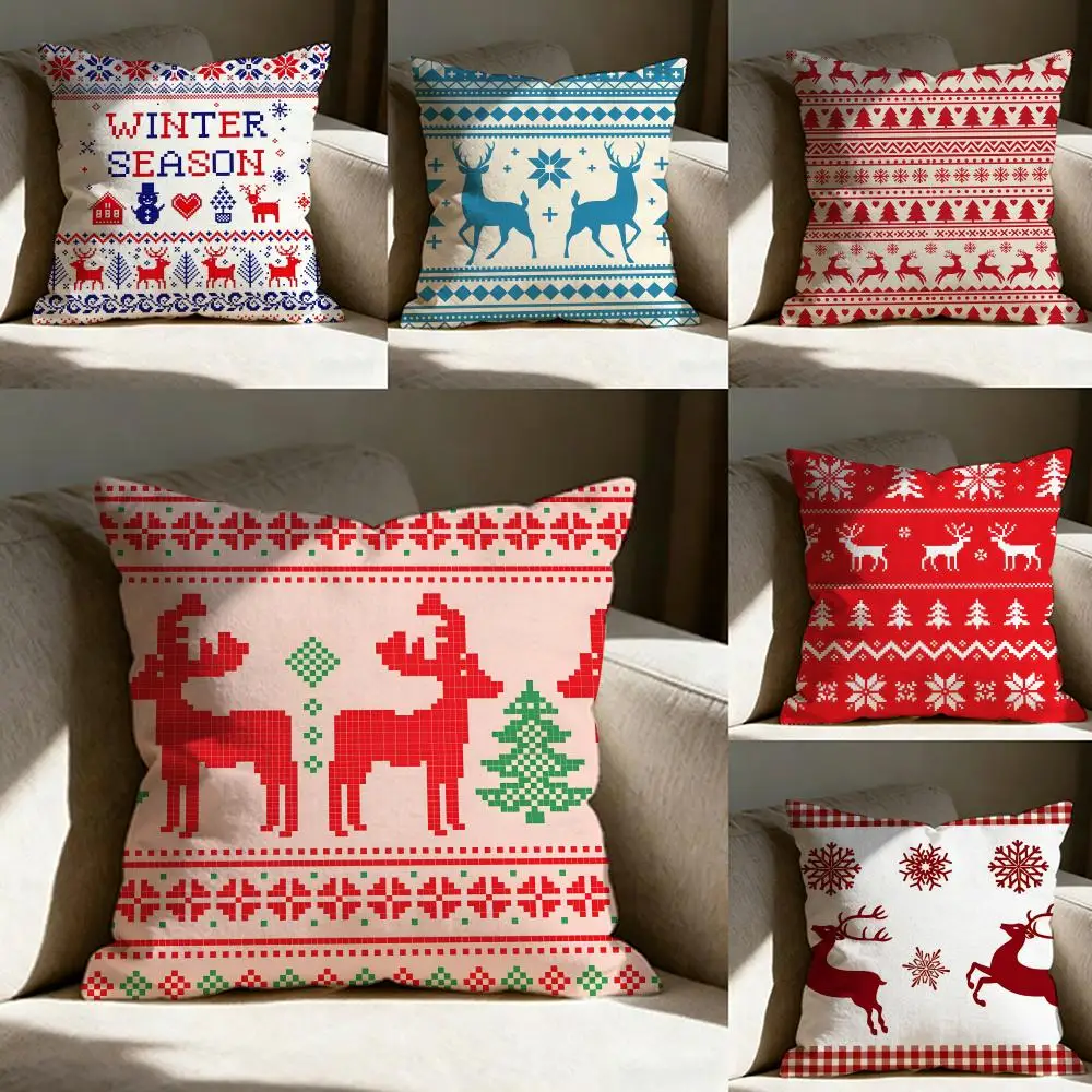 Reindeer CUTE Pillow Case Pillowcase, Double-sided Printed, Sofa Cushion, Bedroom Headboard Pillow