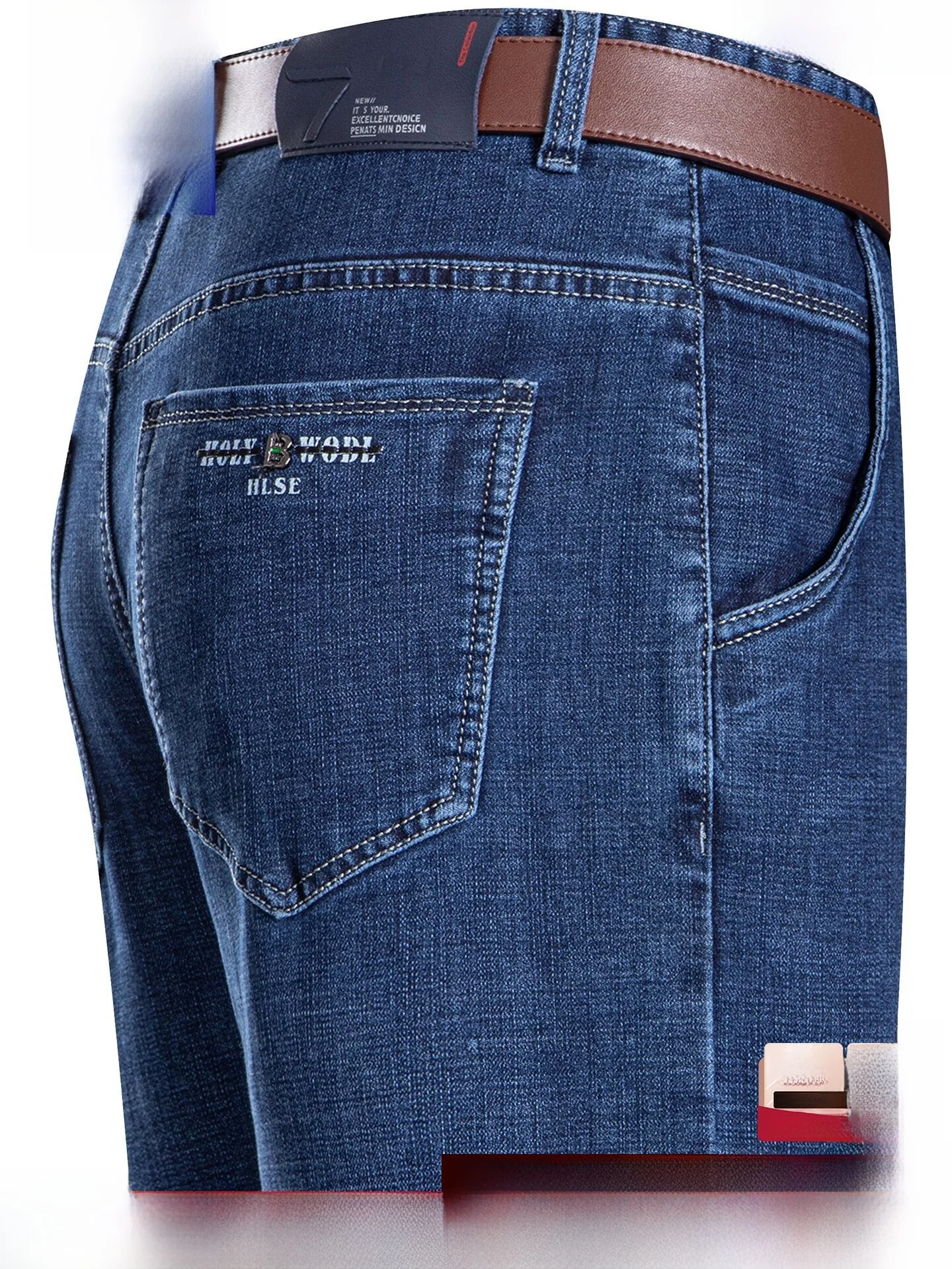 Lormen Men's Fashionable Thickened Jeans Straight Leg Easy Care Versatile Winter New Arrival Lightweight Business Casual Pants