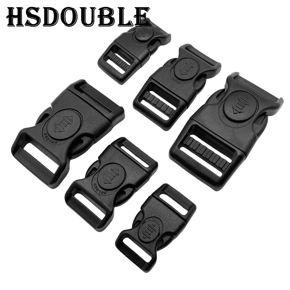 10 Pcs/pack 16/20/26mm Plastic Curved Side Release Buckle with Lock for Parachute Bracelet Luggage and Backpack Accessories