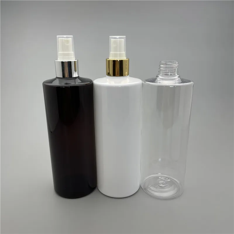 

400ml x 15 Refillable Cosmetic Bottles With Silver Gold Mist Sprayer Pump Clear White Brown Bottles For Perfumr Liquid Medecine